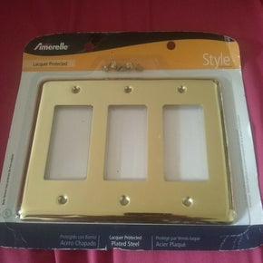 AMERELLE TRIPLE ROCKER BRASS WALL PLATE & SCREWS BRAND NEW