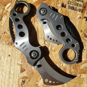 8" Karambit Spring Open Assisted Pocket Knife Tactical Folding Claw Blade Silver