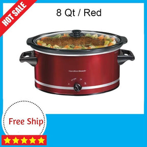 Hamilton Beach 8 Qt. Oval Slow Cooker, Red