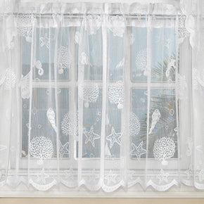 Reef seashells sheer lace kitchen curtains White or Ivory - Brand NEW ! / Color White / Style 56" x 12" valance