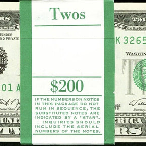 EXTREMELY RARE 1976  Two Dollar Bills UNCIRCULATED BEP PACK DISTRICT 11