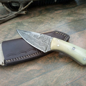 MH KNIVES CUSTOM HANDMADE  DAMASCUS STEEL FULL TANG HUNTING/SKINNER KNIFE MH-395