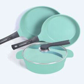 Neware JADE powder Non Stick CASSEROLE frying PAN ceramic 4 piece SET EUROCOOK