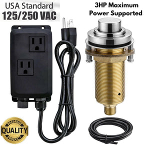 Sink Top Garbage Disposal Air Switch Kit Brass Button Dual Outlet Brushed Nickel