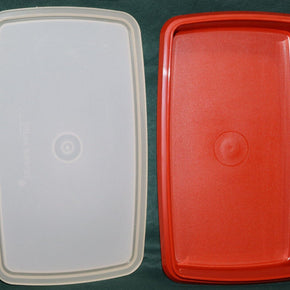 Tupperware Deli Keeper Rectangle Container Paprika #816, Sheer Seal #817