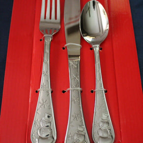 SNOWMAN FROST Cambridge 3 Piece Place Setting  Unused 18/0 Stainless Flatware