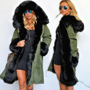 Aofur Women's Winter Warm Coat Hoodie Parkas Overcoat Outwear Jacket Plus size / Colour Amygreen / Size (Women's) 2XL