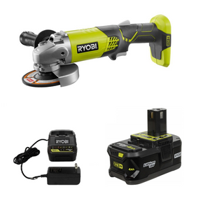 Ryobi P421 18V 18-Volt ONE+ 4-1/2 in. Angle Grinder + P197 4Ah Battery & Charger