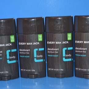 Lot Of 4 Every Man Jack Deodorant Aluminum Free - Fresh Scent 3.0 oz Stick