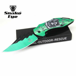 Snake Eye Tactical Every Day Carry Fantasy Skull Design Folding Knife