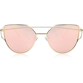 Rosie Cat Eye Mirrored Lens Sunglasses - Rose Gold Pink / Gold