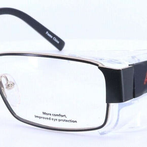 HILCO A2 555 BLCK Black Rectangular Safety Glasses w/ Side Shields 54-17-135