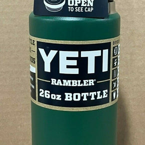 YETI Rambler 26 oz. Insulated Bottle Northwoods Green with Chug Cap NEW
