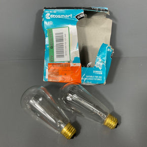 EcoSmart 75-Watt Equivalent ST19 Antique Dimmable LED Light Bulb Daylight 2-Pack