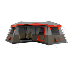 Ozark Trail 16x16 Instant Cabin 3 Room, L-Shaped Camping Tent Sleeps 12 NEW