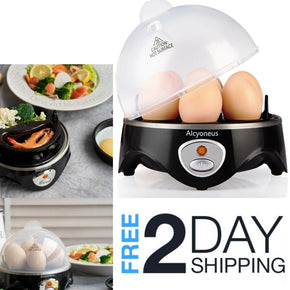 Electric Egg Cooker Boiled Poached Eggs Fast Boiler Automatic Storage 7 White