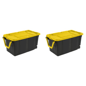 2 PACK Sterilite Latch Tote Storage Box Wheeled 40 Gallon Container Case Wheels