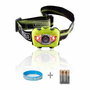 Vitchelo V800 Waterproof Headlamp Flashlight with Red LED - Yellow