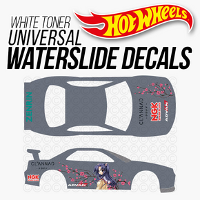 Hot Wheels ANIME ITASHA White Toner Universal WaterSlide Decal 1/64 Scale / Type Clannad