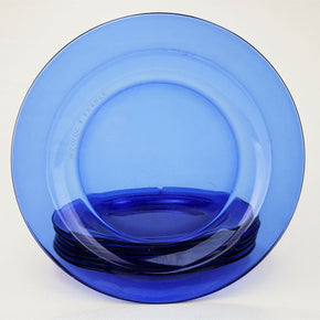 Arcoroc Saphir Cobalt Blue Smooth Rim Salad Plates  7⅜"   Set of 8