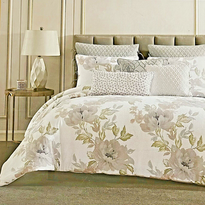 5-Pc Croscill Adaline Queen Comforter Set Farmhouse Floral Gray Sage 100% Cotton