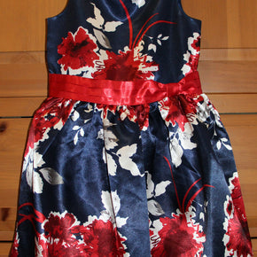 NWT Little Girls Size 7 Crazy 8 Fancy Floral Dress Red White Blue Sleeveless