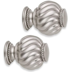 Cambria Premier Complete Twist Ball Finials in Brushed Nickel, ONE (1) Set of 2