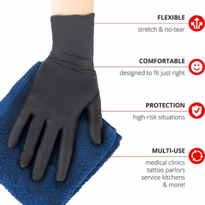 50 100 or 300 Black Nitrile-PVC & Latex free Gloves Size M L XL XXL 2XL Quality / Glove Size L / Model 300