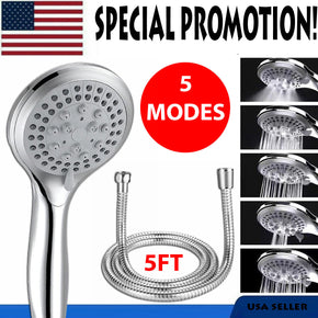 High Pressure Shower Head 5 Settings Handheld Shower Heads Spray With 5 FT Hose