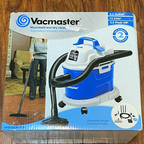 Vacmaster Wet Dry Vacuum 3.2 Gallon 2.5 Peak HP Wall Mounted Shop Vacuum Cleaner