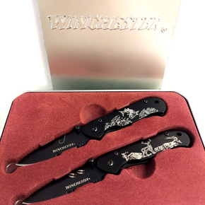 Winchester Limited Edition wildlife Etched Hunting Fish Bass Deer Stag Knife Set