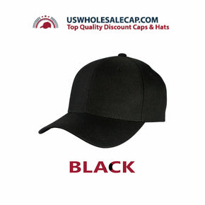 Top Level Plain Multi-Color Polyester Fitted Size Baseball Cap Hat 10 sizes / Color Black / Size 7 5/8