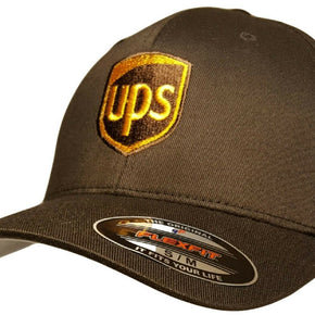 UPS FLEXFIT Style 6277 Embroidered on Front & Back of the Baseball Hat / Color Brown / Size Type L/XL