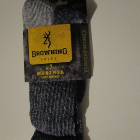 1 Pair Large Browning 75% Merino Navy Hiker Boot Socks fits 9-13 Made in USA
