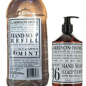 Set Garrison Home and Body Co Hand Soap Refill, Luxury Scent Eucalyptus Mint