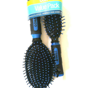 2 Conair Oval Cushion Hair Brush Full Mid Size Detangle Style Black Blue