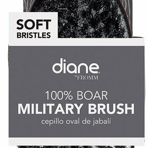 DIANE BY FROMM - 100% BOAR SOFT WAVE MILITARY PALM BRUSH, BLACK, NEW