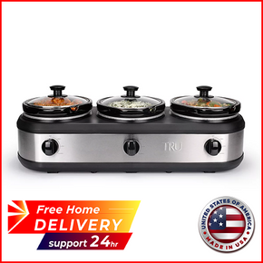 NEW TRU Triple Slow Cooker Buffet Food Warmer Server Crock Pot 3x1.5 Quarts(4.5)