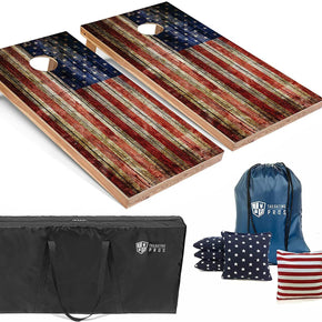 Set of 4'x2' American Flag Wooden Plank Cornhole Boards With 8 Cornhole Bags / 1st Four Bags Custom / 2nd Four Bags Custom