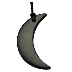 Shungite Stone Pendant Genuine Mineral EMF Shield Protection Amulet from Russia / _Style Crescent Moon