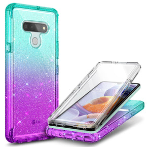 For LG Stylo 6 Case, Full Body Clear Phone Cover With Built-In Screen Protector / Color Aqua/Purple