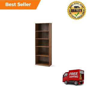 71" 5-Shelf Bookcase with Adjustable Shelves, Canyon Walnut