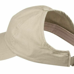 100% Cotton Ponytail Visor Baseball Caps Hats Flex Elastic Closure Womens Girls / Color KHAKI