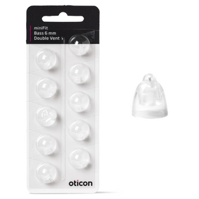 Oticon Bernafon minifit Bass 6mm Double Vent Domes Hearing Aids - 10 Pack!