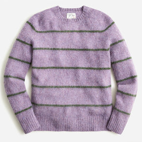 J. CREW Men's Brushed Wool Crewneck Sweater Thistle & Olive Stripe L -  NWT