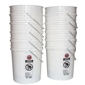 5 Gallon Plastic Bucket Heavy Duty White Paint Pail Storage Buckets 10-Pack
