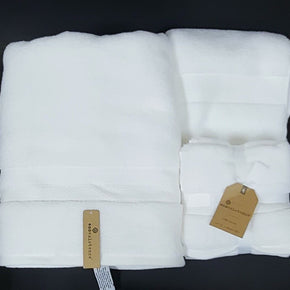 NEW ECOEXISTENCE WHITE SOLID SUPER FLUFFY COTTON BATH,HAND TOWEL OR 4 WASHCLOTHS / Shape SET OF 5 WASH CLOTHES