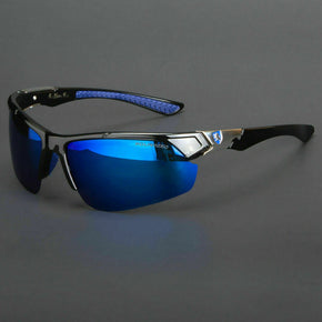 New Men Polarized Sunglasses Sport Wrap Around HD Mirror Driving Eyewear Glasses / Color Blue Lens