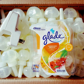 100 Glade Air Plugins Scented Oil Refills Hawaiian Breeze + Warmer No Outer Pack