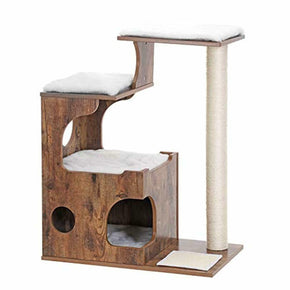 FEANDREA 34.6 inches Cat Tree, Medium Cat Tower with 3 Beds and House, Cat Condo